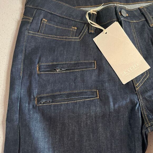 NWT Skylton Blue Moto Denim Jeans Size 34x33 RETAIL $199.99 - Picture 6 of 10